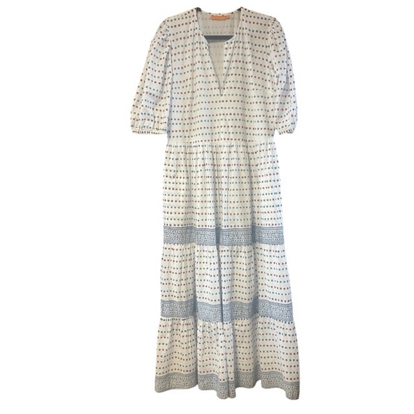 Tuckernuck Oliphant Puff Sleeve Maxi Dress In Ellis Blue - Picture 1 of 7
